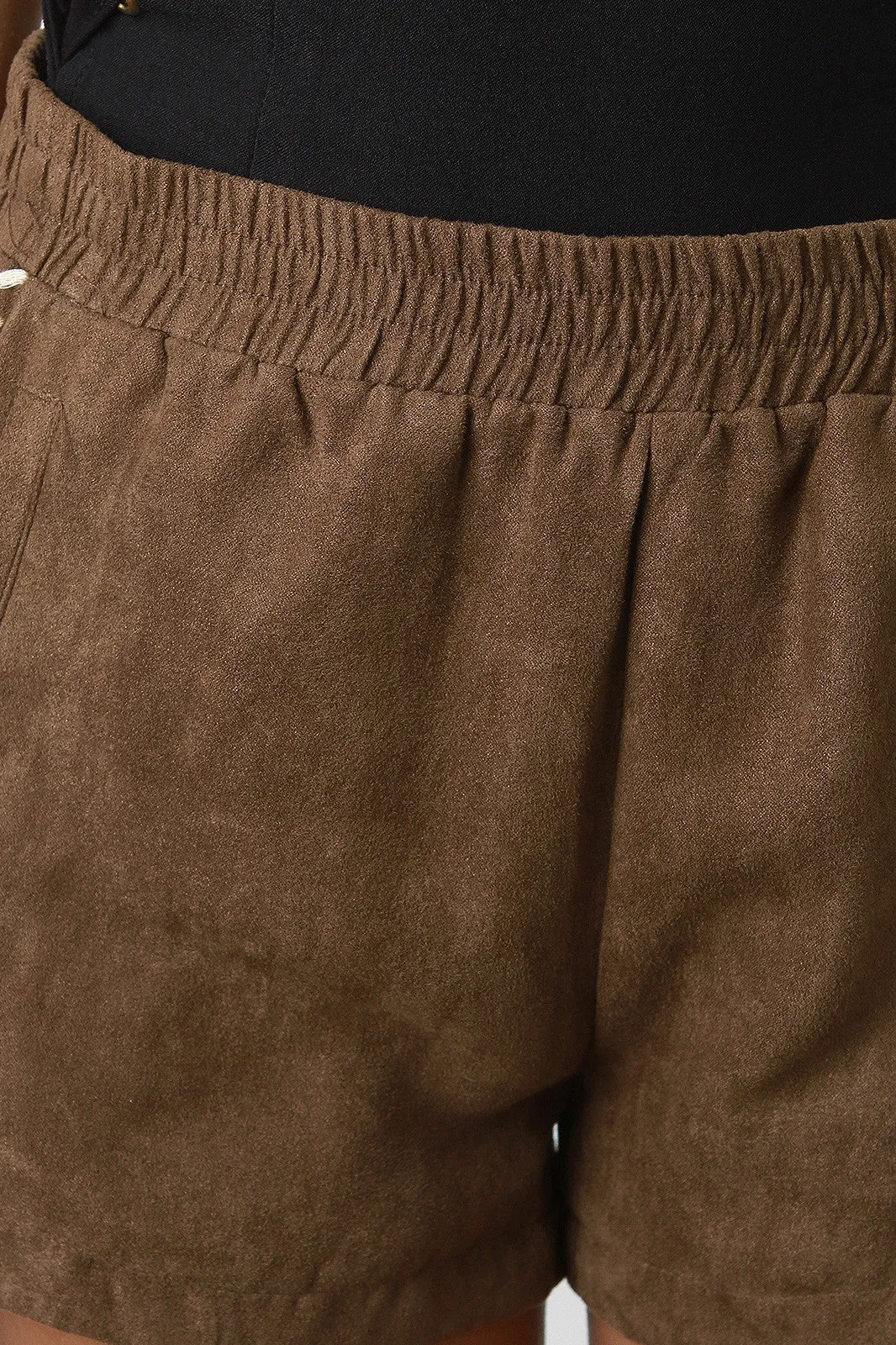 Embroidered Suede Shorts