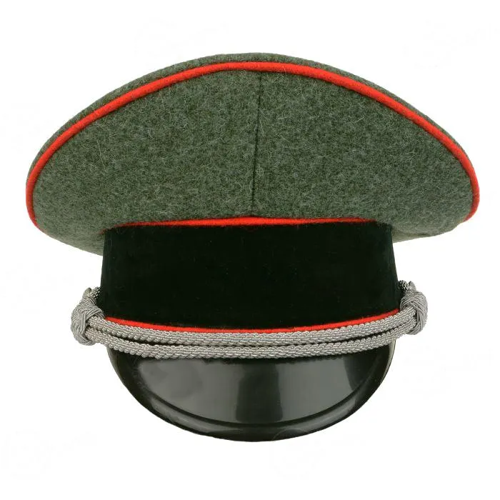 German Army Officer Visor Cap without Insignia - Field Grey - Red Piping