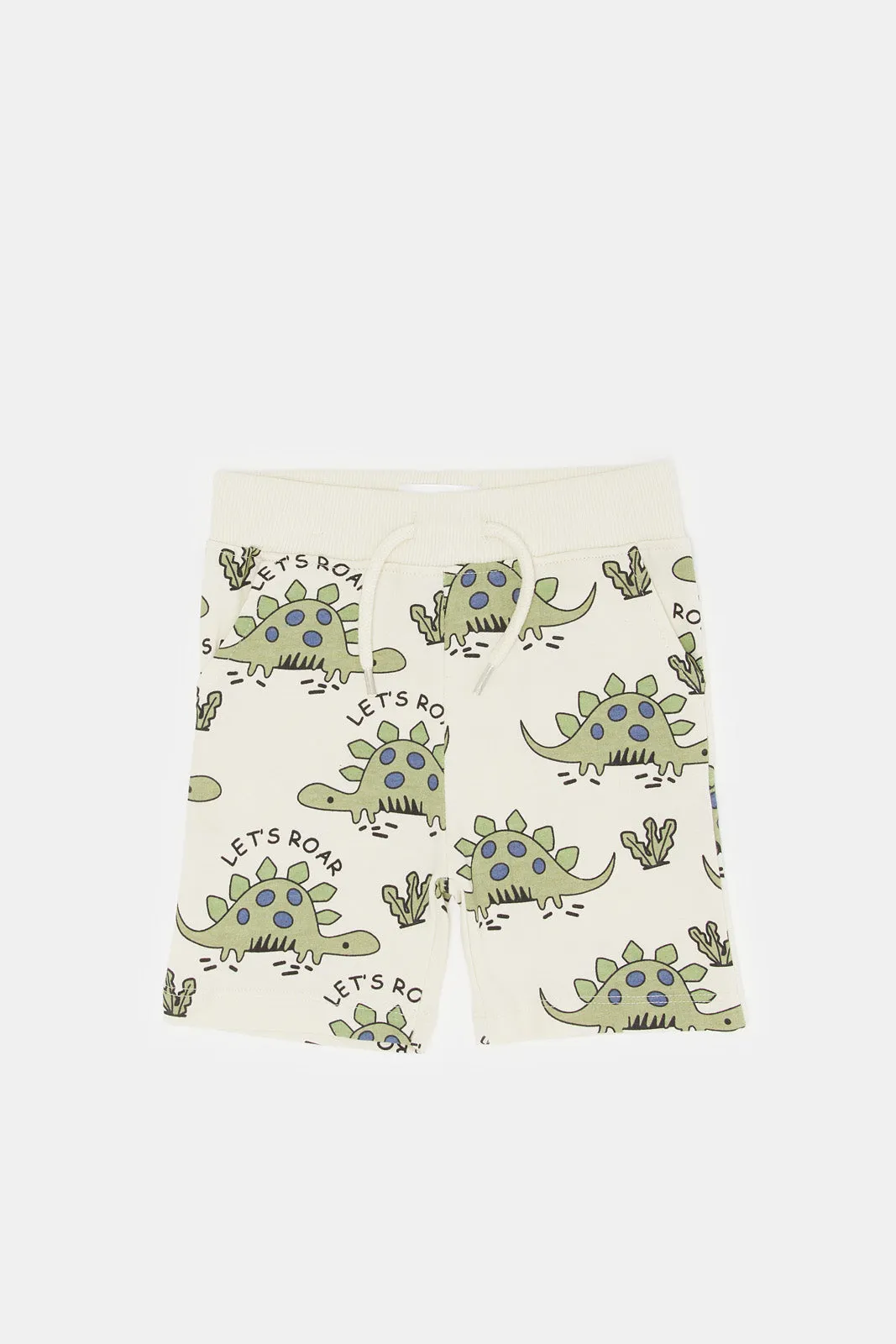 Infant Boys Cream Dino Printed Active Short
