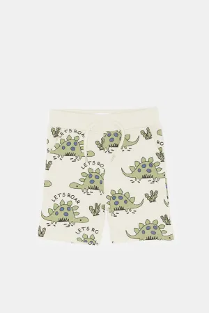 Infant Boys Cream Dino Printed Active Short