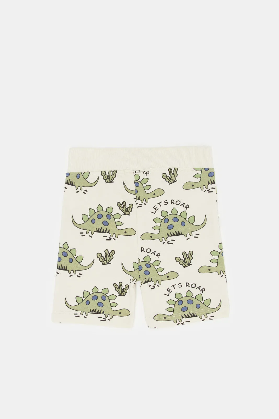 Infant Boys Cream Dino Printed Active Short