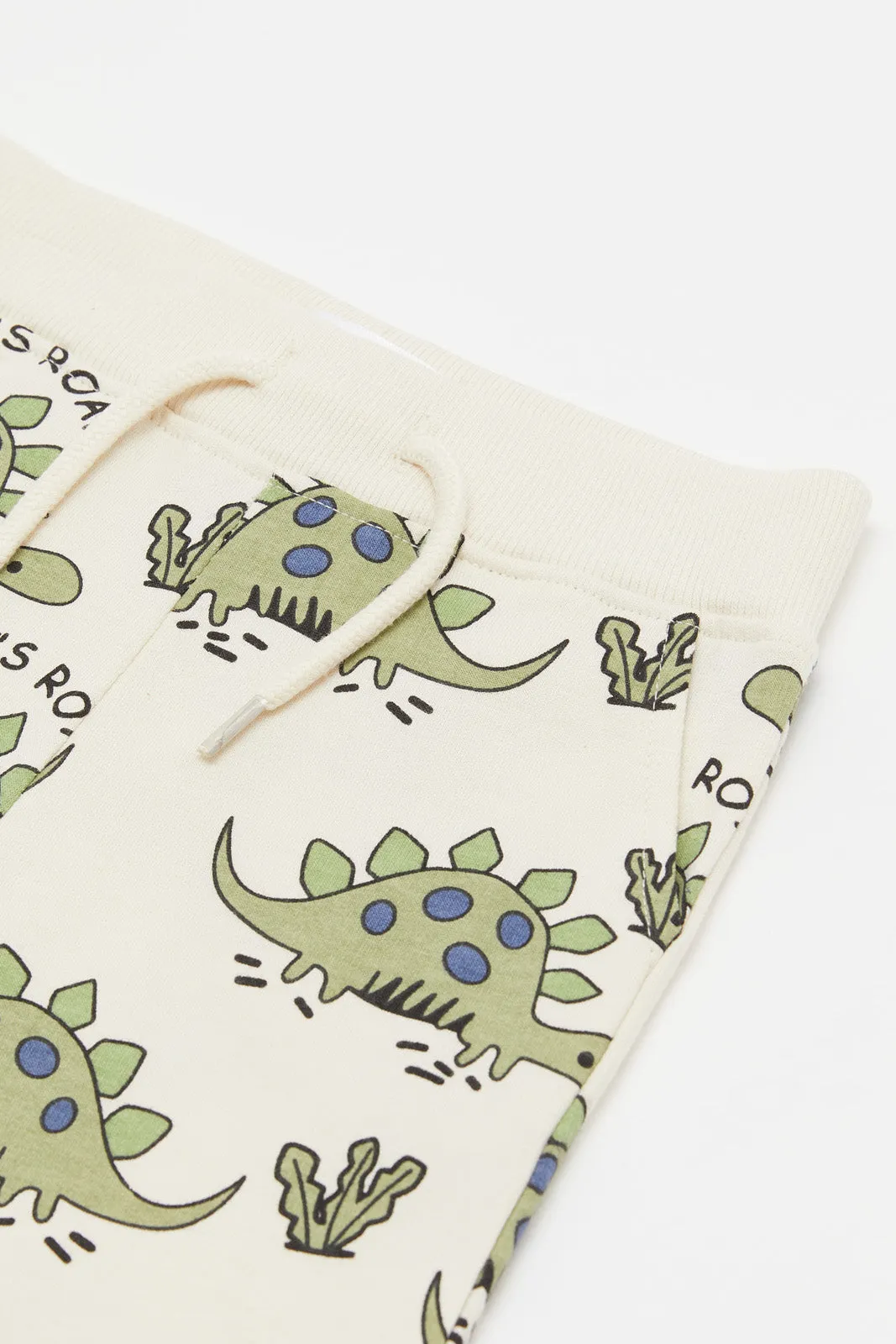 Infant Boys Cream Dino Printed Active Short